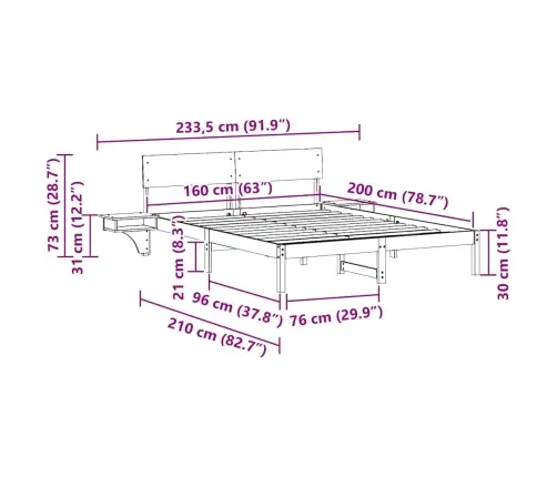 Gultas Rāmis Ar Naktsgaldiņiem Brūna 160 X 200 Cm Vidaxl