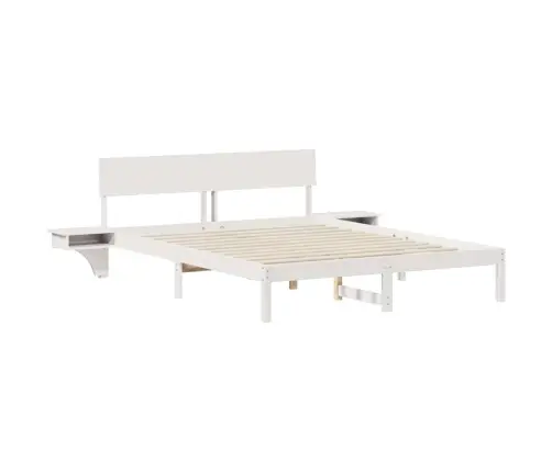 Gultas Rāmis Ar Naktsgaldiņiem Balts 160 X 200 Cm Vidaxl