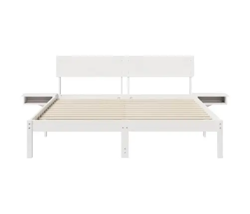 Gultas Rāmis Ar Naktsgaldiņiem Balts 160 X 200 Cm Vidaxl