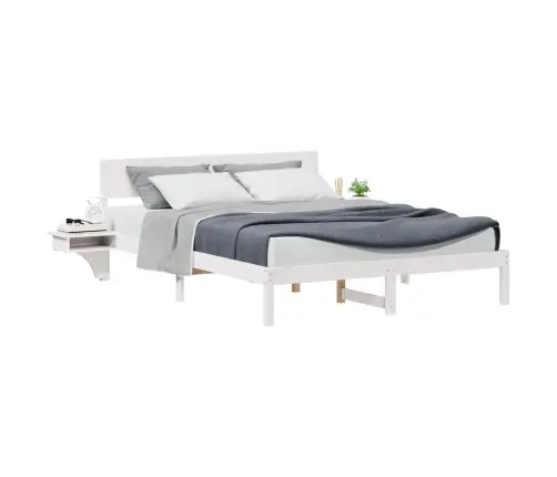 Gultas Rāmis Ar Naktsgaldiņiem Balts 160 X 200 Cm Vidaxl