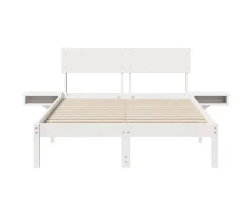 Voodi Raam Peaga Valge 140 X 200 Cm Tahke Mänd