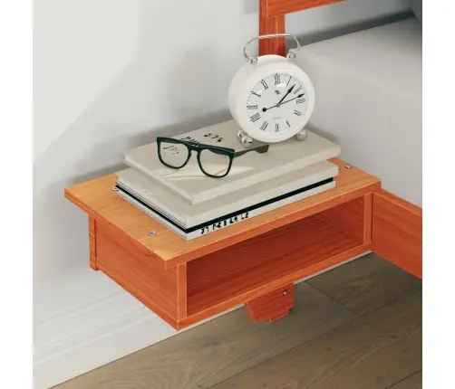 Gultas Rāmis Ar Naktsgaldiņiem Vaska Brūna 140 X 200 Cm Vidaxl