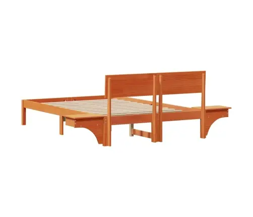 Gultas Rāmis Ar Naktsgaldiņiem Vaska Brūna 140 X 200 Cm Vidaxl