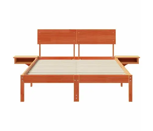 Gultas Rāmis Ar Naktsgaldiņiem Vaska Brūna 140 X 200 Cm Vidaxl