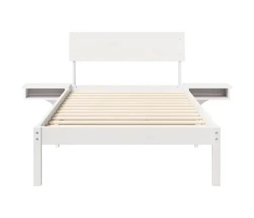 Voodi Raam Peaga Valge 100 X 200 Cm Tahke Mänd