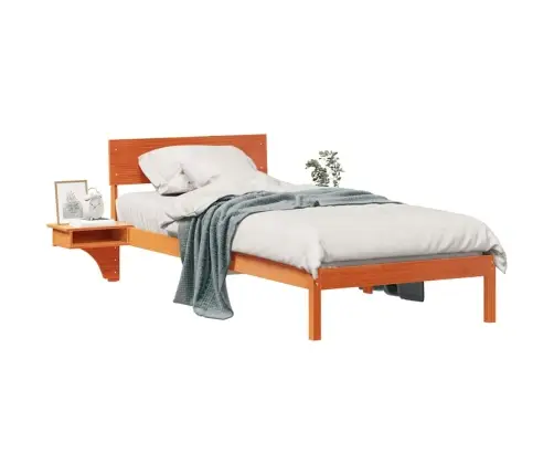 Gultas Rāmis Ar Naktsgaldiņiem Vaska Brūna 100 X 200 Cm Vidaxl