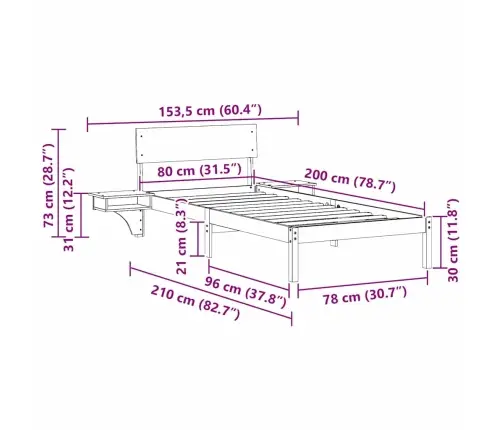 Gultas Rāmis Ar Naktsgaldiņiem Brūna 80 X 200 Cm Vidaxl