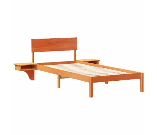 Gultas Rāmis Ar Naktsgaldiņiem Vaska Brūna 90 X 190 Cm Vidaxl