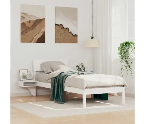 Gultas Rāmis Ar Naktsgaldiņiem Balts 75 X 190 Cm Vidaxl