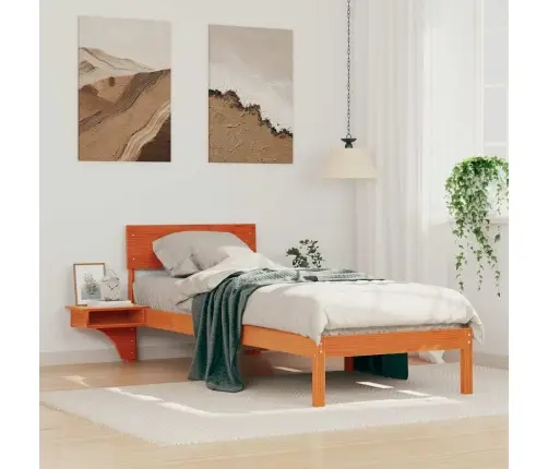 Gultas Rāmis Ar Naktsgaldiņiem Vaska Brūna 75 X 190 Cm Vidaxl