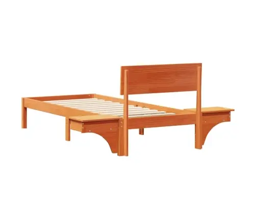 Gultas Rāmis Ar Naktsgaldiņiem Vaska Brūna 75 X 190 Cm Vidaxl