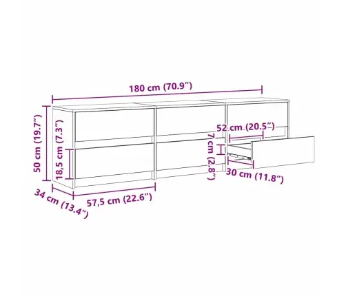 Tv Vienetai 2 Pcs Amatininkų Ąžuolas 180 X 34 X 50 Cm