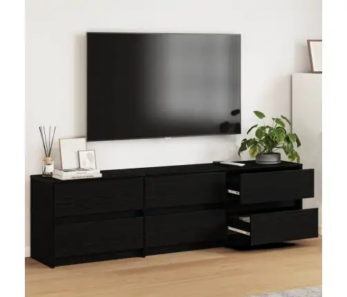 Televizora Skapīša Melna 182 X 34 X 50 Cm Inženierijas Koks Vidaxl