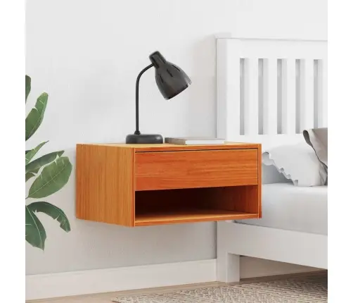 Sienā Piestiprināts Naktsgaldiņš Ar Atvilktni 2 Pcs Vaska Brūna Vidaxl