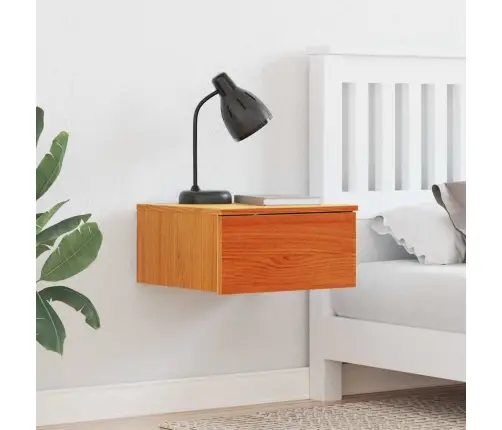 Sienā Piestiprināts Naktsgaldiņš Vaska Brūna 37 X 35 X 18.5 Cm Vidaxl