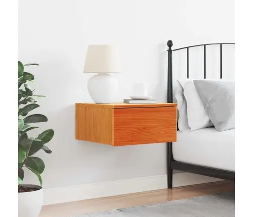 Sienā Piestiprināts Naktsgaldiņš Vaska Brūna 37 X 35 X 18.5 Cm Vidaxl