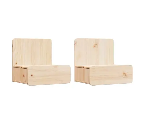 Naktinis Staliukas 2 Pcs Ruda 44 X 32.5 X 40 Cm Pušies Masyvas