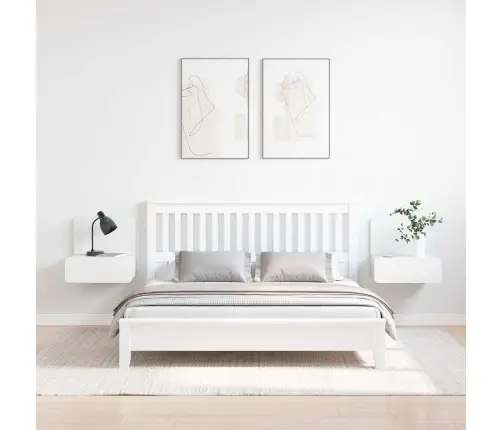 Sienā Piestiprināts Naktsgaldiņš 2 Pcs Balts 44 X 32.5 X 40 Cm Vidaxl