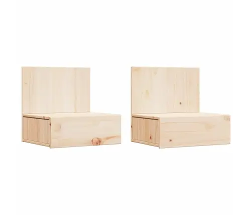 Naktinis Staliukas 2 Pcs Ruda 42 X 32.5 X 40 Cm Pušies Masyvas