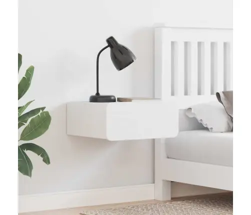 Sienā Piestiprināts Naktsgaldiņš Balts 39 X 34 X 16.5 Cm Vidaxl