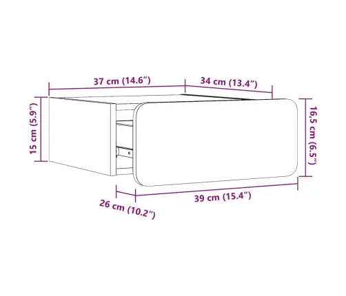 Sienā Piestiprināts Naktsgaldiņš Balts 39 X 34 X 16.5 Cm Vidaxl