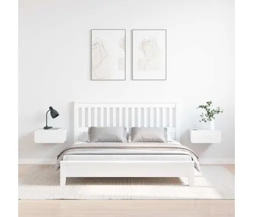 Sienā Piestiprināts Naktsgaldiņš 2 Pcs Balts 39 X 34 X 16.5 Cm Vidaxl