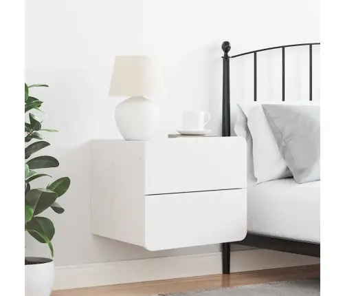 Naktsgaldiņš Balts 39 X 34 X 33 Cm Priedes Masīvkoks Vidaxl