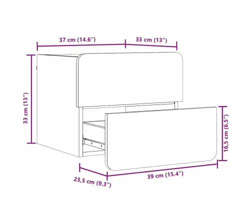 Naktsgaldiņš Balts 39 X 34 X 33 Cm Priedes Masīvkoks Vidaxl