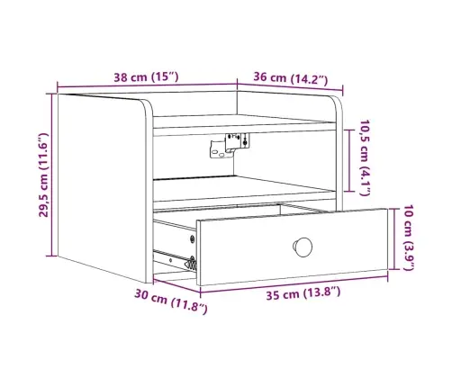 Naktsgaldiņš Vaska Brūna 38 X 36 X 29.5 Cm Masīvkoka Priede Vidaxl