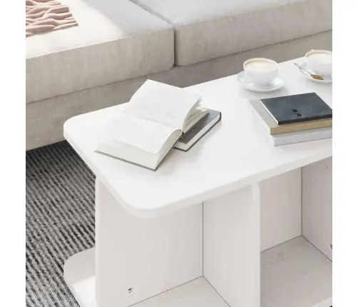 Kafijas Galdiņš Balts 80 X 39.5 X 33.5 Cm Masīvkoka Priede Vidaxl