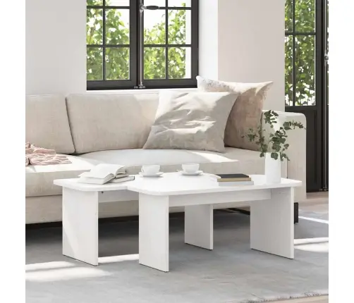 Kafijas Galdiņš 2 Pcs Balta 100 X 69 X 35.5 Cm Masīvkoka Priede Vidaxl