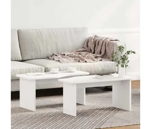 Kafijas Galdiņš 2 Pcs Balta 100 X 69 X 35.5 Cm Masīvkoka Priede Vidaxl