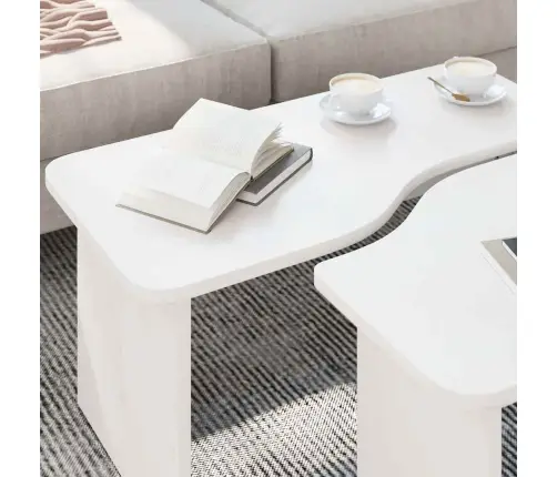 Kafijas Galdiņš 2 Pcs Balta 100 X 69 X 35.5 Cm Masīvkoka Priede Vidaxl