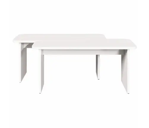 Kafijas Galdiņš 2 Pcs Balta 100 X 69 X 35.5 Cm Masīvkoka Priede Vidaxl