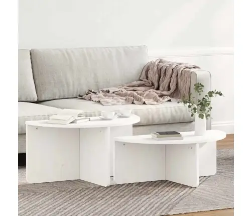 Kafijas Galdiņš 2 Pcs Balta 79 X 39.5 X 40 Cm Masīvkoka Priede Vidaxl