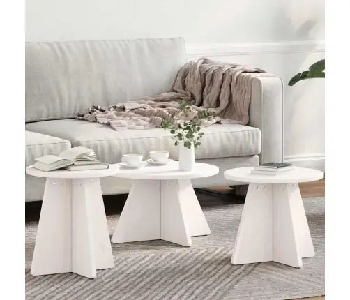 Kafijas Galda Komplekts 3 Pcs Balta 49 X 49 X 30 Cm Vidaxl