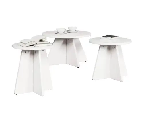 Kafijas Galda Komplekts 3 Pcs Balta 49 X 49 X 30 Cm Vidaxl
