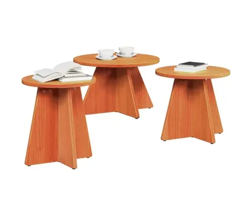 Kavos Staliukas 3 Pcs Vaško Ruda 49 X 49 X 30 Cm Pušies Masyvas