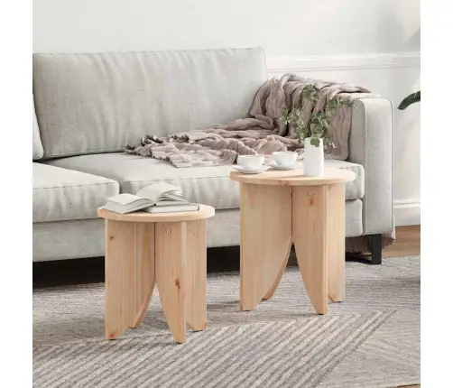 Kafijas Galdiņš 2 Pcs Dabiska 41.5 X 41.5 X 44 Cm Vidaxl Kafijas Galdiņš 2 Pcs Dabiska 41.5 X 41.5 X 44 Cm Vidaxl
