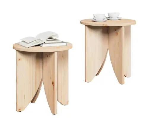 Kafijas Galdiņš 2 Pcs Dabiska 41.5 X 41.5 X 44 Cm Vidaxl Kafijas Galdiņš 2 Pcs Dabiska 41.5 X 41.5 X 44 Cm Vidaxl