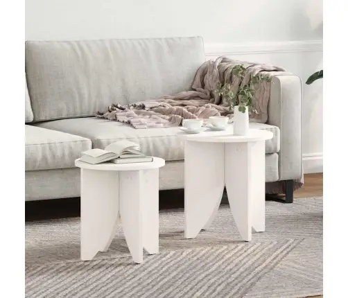 Kohvilaud 2 Pcs Valge 41.5 X 41.5 X 44 Cm Männipuit