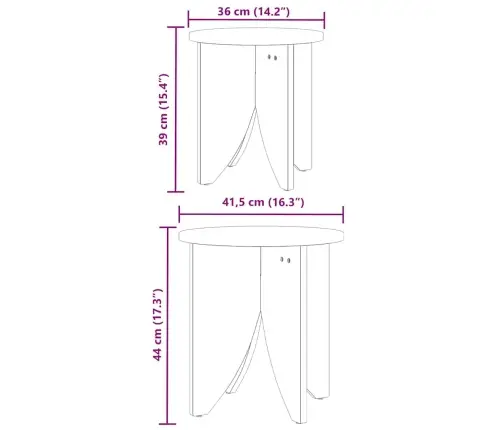Kohvilaud 2 Pcs Valge 41.5 X 41.5 X 44 Cm Männipuit