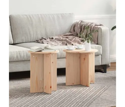 Kafijas Galdiņš 2 Pcs Dabīgs 41.5 X 41.5 X 41 Cm Vidaxl