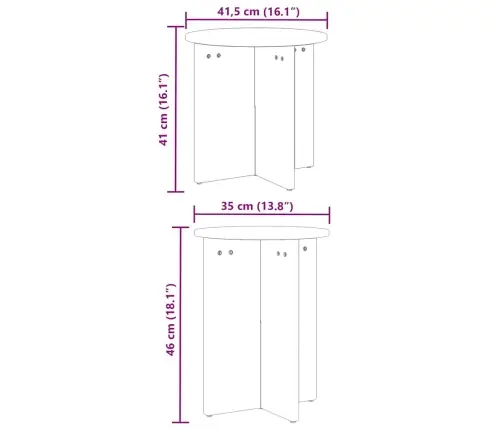 Kafijas Galda Komplekts 2 Pcs Balta 41.5 X 41.5 X 41 Cm Vidaxl