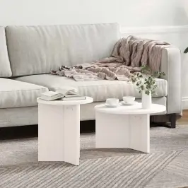 Kafijas Galdiņš 2 Pcs Balts 49 X 49 X 28 Cm Priedes Masīvkoks Vidaxl