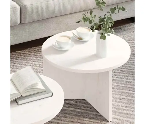 Kohvilaud 2 Pcs Valge Männipuit