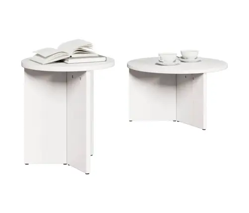 Kohvilaud 2 Pcs Valge Männipuit