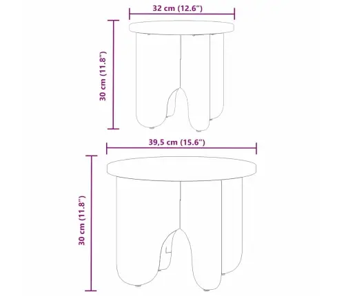 Kavos Staliukas 2 Pcs Natūrali 39.5 X 39.5 X 30 Cm