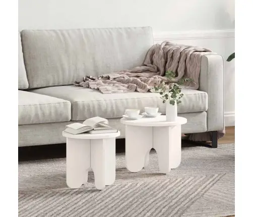 Kafijas Galda Komplekts 2 Pcs Balts 39.5 X 39.5 X 30 Cm Vidaxl