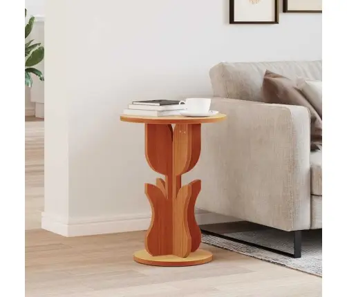 Sānu Galds Vaska Brūna 39.5 X 39.5 X 53.5 Cm Masīvkoka Priede Vidaxl